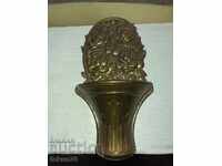 OLD ENGLISH BRASS CANDLEHOLDER FOR WALL WITH MARKINGS - BZC