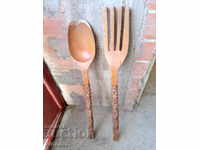 Huge wooden fork and spoon