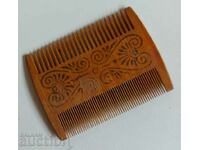 OLD UNUSED PYROGRAPHED WOODEN HAIR COMB