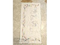 OLD EMBROIDERED CARPET WALL CHECK RUG EMBROIDERY