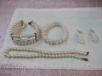 Set of artificial pearls/necklace, bracelets-2 pcs. and earrings/