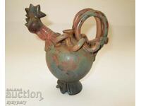 Old author's ceramic vessel krondir ceramic jug rooster