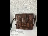 Handbag-leather, retro, 25/26/7 cm