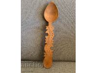 Beautiful wooden carved ethnic Bulgarian spoon