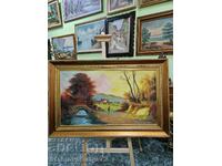 A wonderful large antique oil on canvas painting