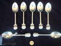 Spoons, tea coffee, also white metal, size 110 mm. - old England.