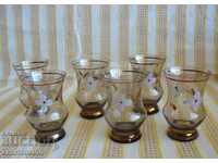 Set of 6 cups for brandy hand-painted decoration