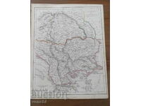 1848 - Карта на Турция и Унгария  - Лондон = оригинал +