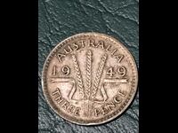Australia 3 pence 1949 George VI Silver